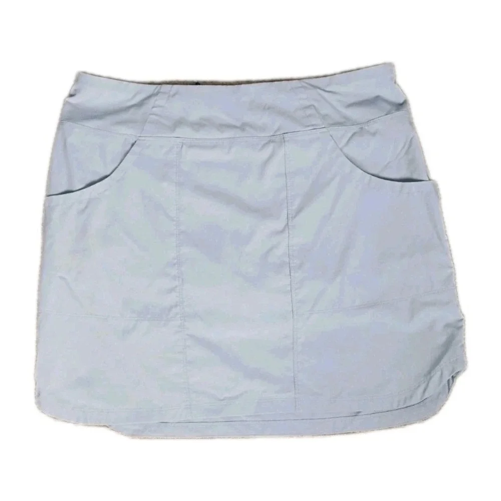 Patagonia Strider Skort Tech Fitz Roy Trout Log Adjustable Cinch Sides Gray Sz L